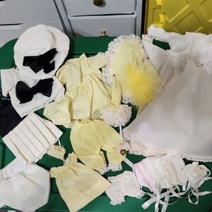Vintage Doll Clothes Set in White and Pale Yellow
